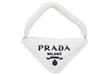 未使用 PRADA プラダ テリークロス ポーチ ロゴ ホワイト 1NE043 2022年 中古 46536