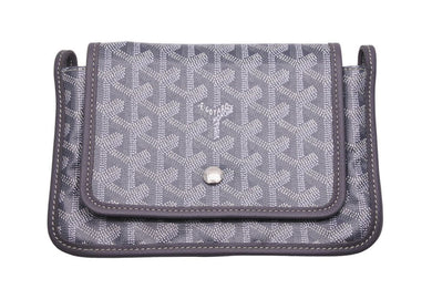 新品同様 GOYARD ゴヤール Plumet プリュメ ショルダーバッグ 斜めがけポシェット ストラップ無し PVC レザー グレー 中古 46537