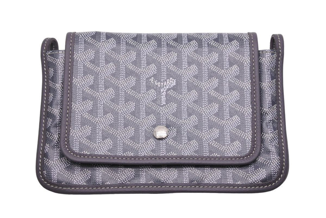 新品同様 GOYARD ゴヤール Plumet プリュメ ショルダーバッグ 斜めがけポシェット ストラップ無し PVC レザー グレー 中古 46537