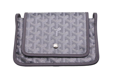 新品同様 GOYARD ゴヤール Plumet プリュメ ショルダーバッグ 斜めがけポシェット ストラップ無し PVC レザー グレー 中古 46541