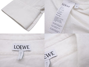 Loewe ロエベ アナグラム ジャガード 総柄 長袖シャツ 無地 胸ポケット イタリア製 コットン ホワイト 美品 中古 46454