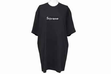 Supreme シュプリーム Swarovski スワロフスキー Box Logo ボックスロゴ Tee Black Tシャツ 半袖ブラック M 切り替え同様中古 46546 