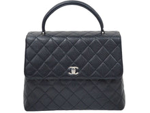 Load image into Gallery viewer, CHANEL シャネル ヴィンテージ ハンドバッグ トップハンドル 6番台 キャビアスキン ブラック シルバー金具 46568