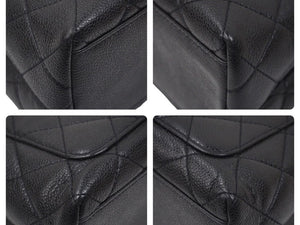 CHANEL シャネル ヴィンテージ ハンドバッグ トップハンドル 6番台 キャビアスキン ブラック シルバー金具 46568