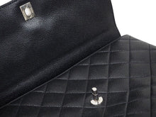 Load image into Gallery viewer, CHANEL シャネル ヴィンテージ ハンドバッグ トップハンドル 6番台 キャビアスキン ブラック シルバー金具 46568