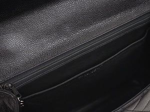 CHANEL シャネル ヴィンテージ ハンドバッグ トップハンドル 6番台 キャビアスキン ブラック シルバー金具 46568