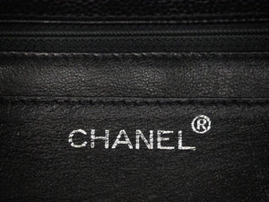 CHANEL シャネル ヴィンテージ ハンドバッグ トップハンドル 6番台 キャビアスキン ブラック シルバー金具 46568