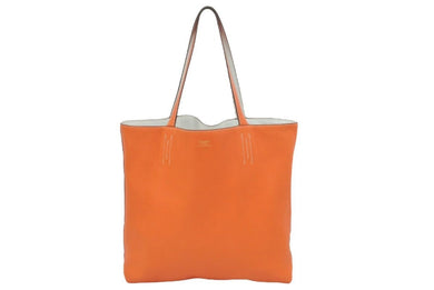 HERMES エルメス ドゥブルセンス36 トートバッグ ハンドバック トリヨンクレマンス オレンジ ホワイト リバーシブル 中古 46582