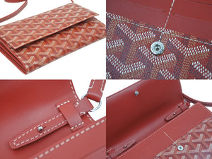 新品同様品 GOYARD ゴヤール ヴァレンヌポーチウォレット 財布 ショルダーバッグ ポーチウォレット レザー PVC レッド 中古 46585