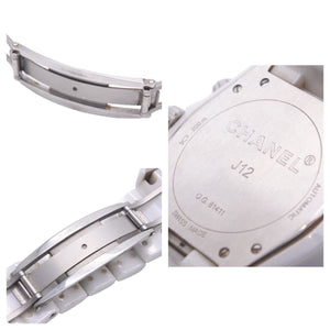 シャネル J12 時計 白 セラミック 時計 H1008 純正フルダイヤベゼル J12 クロノグラフ 41mm 美品 中古 46635