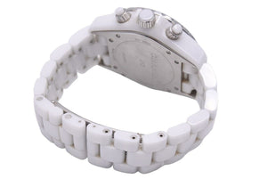 シャネル J12 時計 白 セラミック 時計 H1008 純正フルダイヤベゼル J12 クロノグラフ 41mm 美品 中古 46635