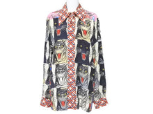 Load image into Gallery viewer, GUCCI グッチ Tiger タイガー Flower フラワー 長袖シャツ 総柄 トップス イタリア製 シルク マルチカラー 42 美品 中古 46640