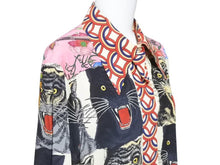 Load image into Gallery viewer, GUCCI グッチ Tiger タイガー Flower フラワー 長袖シャツ 総柄 トップス イタリア製 シルク マルチカラー 42 美品 中古 46640