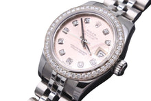 Load image into Gallery viewer, ロレックス レディース デイトジャスト ピンク文字盤 ダイヤベゼル ランダム ROLEX 179384G SS×WG 美品 中古 46711
