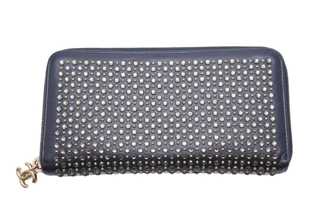 CHANEL シャネル 財布 長財布 スワロフスキー 22番 2016年 ココマークブラック ゴールド金具 美品 中古 46661