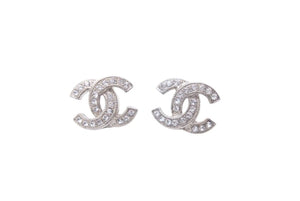 極美品 CHANEL シャネル ココマーク ラインストーン ピアス ロゴ アクセサリー ジュエリー 小物 中古 46669