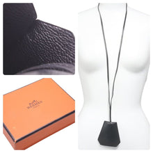 Load image into Gallery viewer, HERMES エルメス クロシェット キーケース ネックレス レザー ブラック 美品 中古 46672