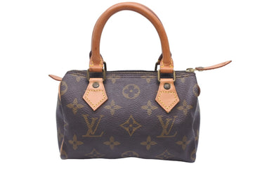 LOUIS VUITTON ルイヴィトン ミニスピーディ ハンドバッグ モノグラム ブラウン レザー M41534 中古 46692