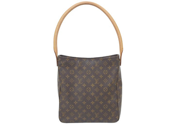 LOUIS VUITTON ルイヴィトン ルーピングGM M51145 モノグラム ショルダーバッグ レザー ブラウン 美品 中古 46699