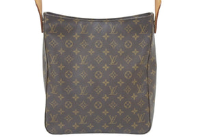 LOUIS VUITTON ルイヴィトン ルーピングGM M51145 モノグラム ショルダーバッグ レザー ブラウン 美品 中古 46699