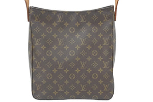 LOUIS VUITTON ルイヴィトン ルーピングGM M51145 モノグラム ショルダーバッグ レザー ブラウン 美品 中古 46699