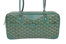 Load image into Gallery viewer, GOYARD ゴヤール サンマルタン ヘリンボーン スクエアボストンバッグ PVCキャンバス レザー シルバー金具 グリーン 美品 中古 46727