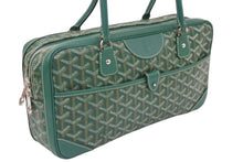 Load image into Gallery viewer, GOYARD ゴヤール サンマルタン ヘリンボーン スクエアボストンバッグ PVCキャンバス レザー シルバー金具 グリーン 美品 中古 46727
