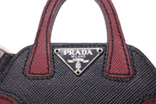 Load image into Gallery viewer, PRADA プラダ チャーム バック型 チャーム キーホルダー レザー クブラック ワインレッド 箱付き 美品 中古 46734