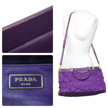 Load image into Gallery viewer, PRADA プラダ ２WAY ナイロン ハンドバッグ ショルダーバッグ パープル トライアングルプレート ゴールド金具 中古 46739