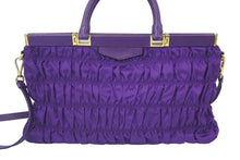 Load image into Gallery viewer, PRADA プラダ ２WAY ナイロン ハンドバッグ ショルダーバッグ パープル トライアングルプレート ゴールド金具 中古 46739