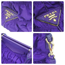 Load image into Gallery viewer, PRADA プラダ ２WAY ナイロン ハンドバッグ ショルダーバッグ パープル トライアングルプレート ゴールド金具 中古 46739