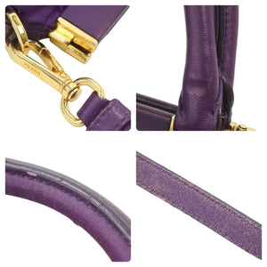 PRADA プラダ ２WAY ナイロン ハンドバッグ ショルダーバッグ パープル トライアングルプレート ゴールド金具 中古 46739