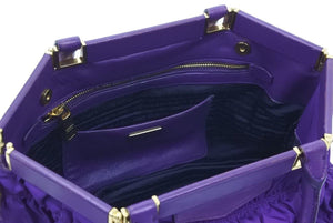 PRADA プラダ ２WAY ナイロン ハンドバッグ ショルダーバッグ パープル トライアングルプレート ゴールド金具 中古 46739