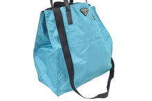Load image into Gallery viewer, PRADA プラダ ２WAY ナイロン トートバッグ ショルダーバッグ ブルー トライアングルロゴ レザー 美品 中古 46740