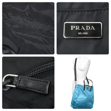 Load image into Gallery viewer, PRADA プラダ ２WAY ナイロン トートバッグ ショルダーバッグ ブルー トライアングルロゴ レザー 美品 中古 46740