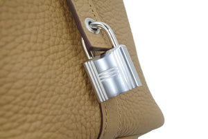 新品未使用 エルメス ピコタンロックPM U刻印 18 トリヨンクレマンス ビスキュイ シルバー金具 ハンドバッグ 中古 46779