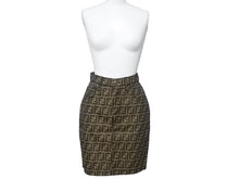 Load image into Gallery viewer, 美品 FENDI フェンディ ミニスカート タイトスカート サイズ26 ブラウン ズッカ柄 総柄 中古 46785
