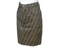 Load image into Gallery viewer, 美品 FENDI フェンディ ミニスカート タイトスカート サイズ26 ブラウン ズッカ柄 総柄 中古 46785
