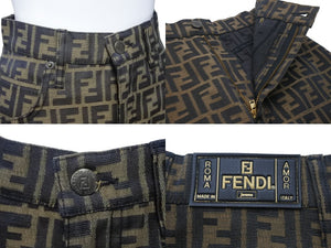 美品 FENDI フェンディ ミニスカート タイトスカート サイズ26 ブラウン ズッカ柄 総柄 中古 46785