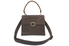 Load image into Gallery viewer, CELINE セリーヌ 2WAYバッグ ショルダーバッグ ハンドバッグ マカダム柄 PVC ゴールド金具 ブラウン 中古 46799
