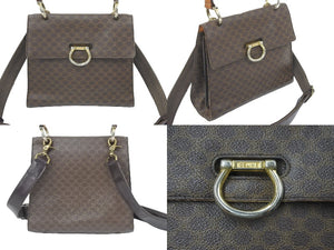 CELINE セリーヌ 2WAYバッグ ショルダーバッグ ハンドバッグ マカダム柄 PVC ゴールド金具 ブラウン 中古 46799