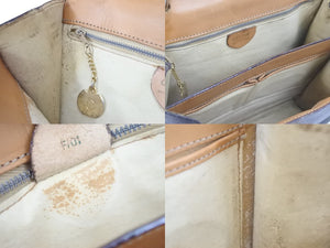CELINE セリーヌ 2WAYバッグ ショルダーバッグ ハンドバッグ マカダム柄 PVC ゴールド金具 ブラウン 中古 46799