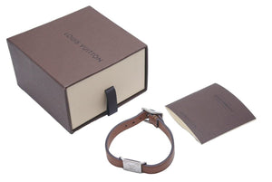LOUIS VUITTON ルイヴィトン レザーブレスレット M61703 BC1016 ブラウン シルバー金具 美品 中古 46809