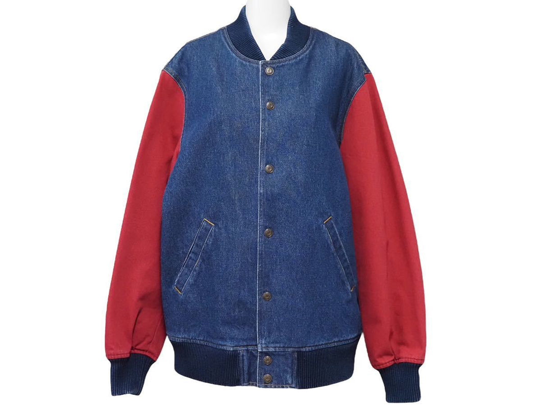 Supreme シュプリーム 14AW デニム スタジアム ジャケット ブルー レッド アーチロゴ 刺繍 アウター サイズM 美品 中古 46814