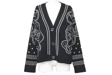 新品未使用 HERMES エルメス 23SS Brides de Gala カーディガン ブラック 柄 H3E2711D802 トップス カシミヤ サイズ34 中古 46819