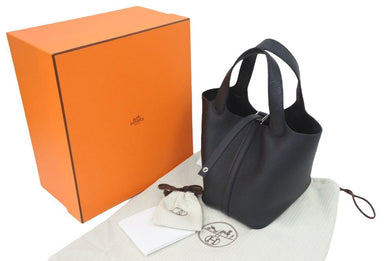 新品未使用 エルメス ピコタンロックPM U刻印 18 トリヨンクレマンス ブラック シルバー金具 ハンドバッグ 中古 46821