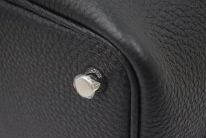 新品未使用 エルメス ピコタンロックPM U刻印 18 トリヨンクレマンス ブラック シルバー金具 ハンドバッグ 中古 46821