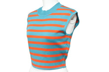 Load image into Gallery viewer, 極美品 HERMES エルメス ボーダー ノースリーブ ニット グリーン レッド トップス 柄 サイズ36 中古 46823