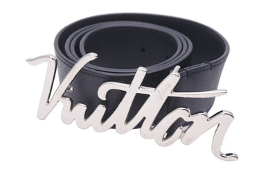 LouisVuitton ルイヴィトン ベルト サンチュール LVオートグラフ ロゴ レザー ブラック シルバー金具 M0187 100/40 美品 中古 46838
