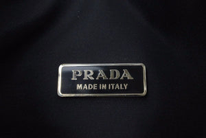 PRADA プラダ MV515 ホーボー ハンドバッグ ミニバッグ 三角ロゴ金具 プレート ナイロン ブラック レディース 美品 中古 45966